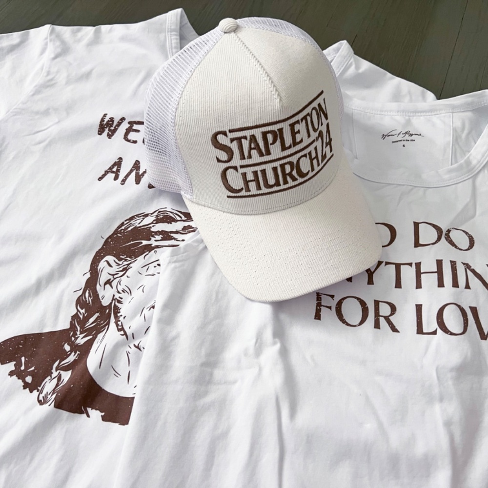 Stapleton Church Trucker Hat, Nashville Weekend Lot trucker hat and shirts